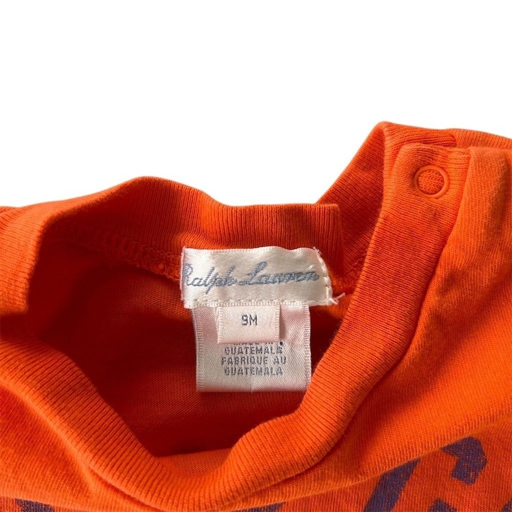 Ralph Lauren Polo Baby Long Sleeve Shirt Orange 9M Unisex - Picture 5 of 8